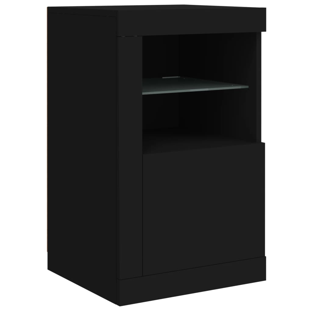 Sideboard mit LED-Leuchten Schwarz 163x37x67 cm