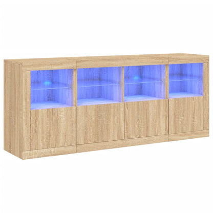 Credenza con Luci LED Rovere Sonoma 163x37x67 cm - homemem39