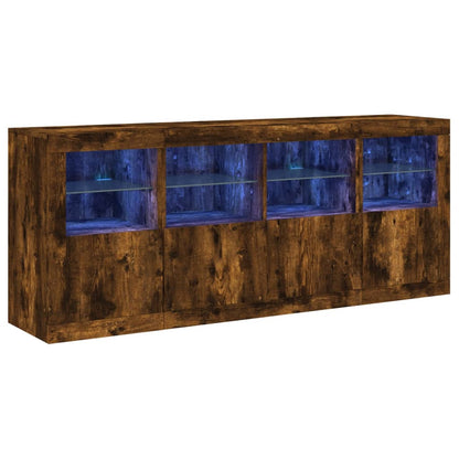 Credenza con Luci LED Rovere Fumo 163x37x67 cm | homemem39