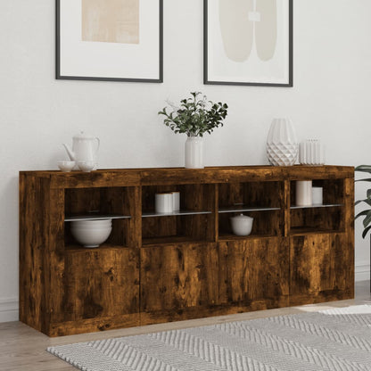 Credenza con Luci LED Rovere Fumo 163x37x67 cm | homemem39