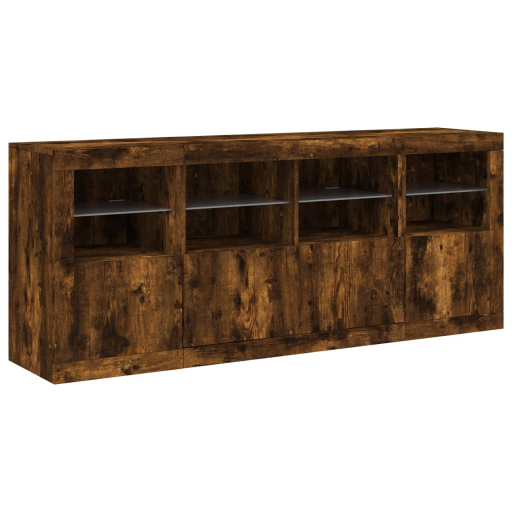 Credenza con Luci LED Rovere Fumo 163x37x67 cm | homemem39
