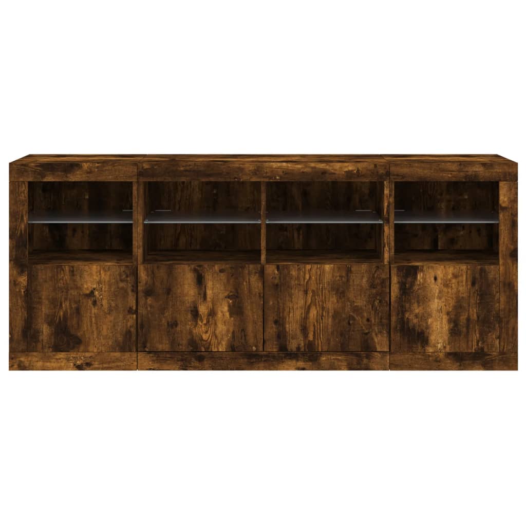 Credenza con Luci LED Rovere Fumo 163x37x67 cm | homemem39