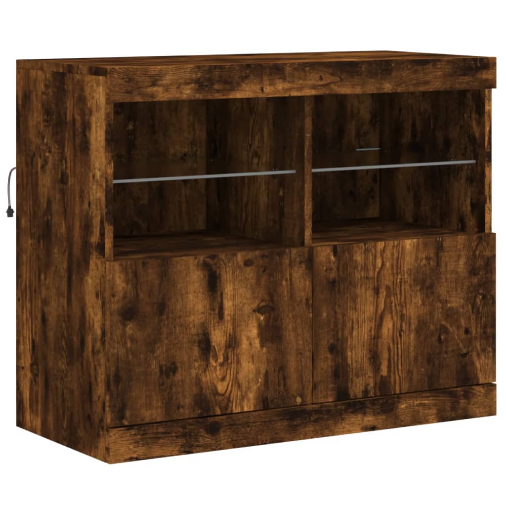Credenza con Luci LED Rovere Fumo 163x37x67 cm | homemem39