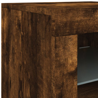 Credenza con Luci LED Rovere Fumo 163x37x67 cm | homemem39