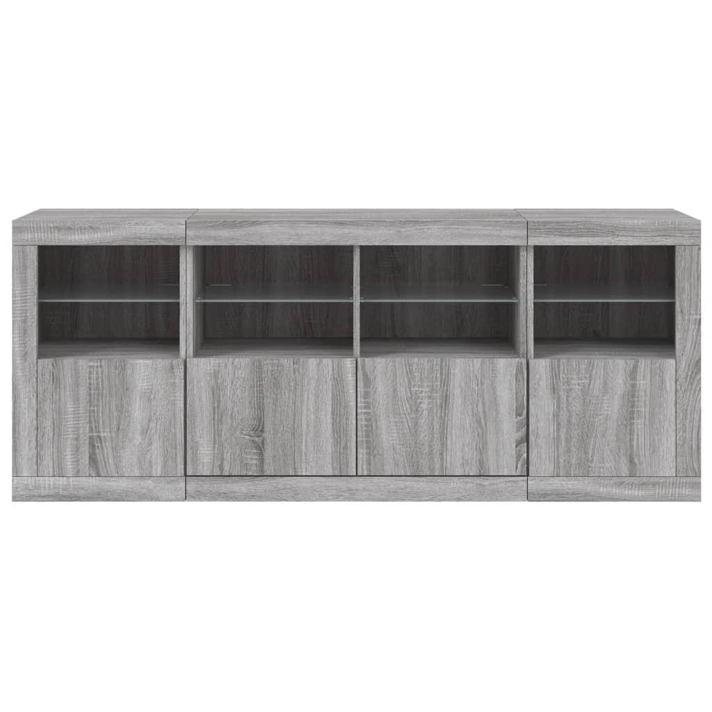 Credenza con Luci LED Grigio Sonoma 163x37x67 cm - homemem39