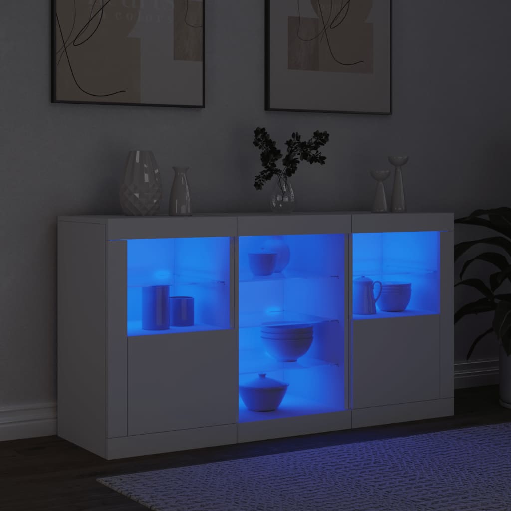 Sideboard mit weißen LED-Leuchten 123x37x67 cm