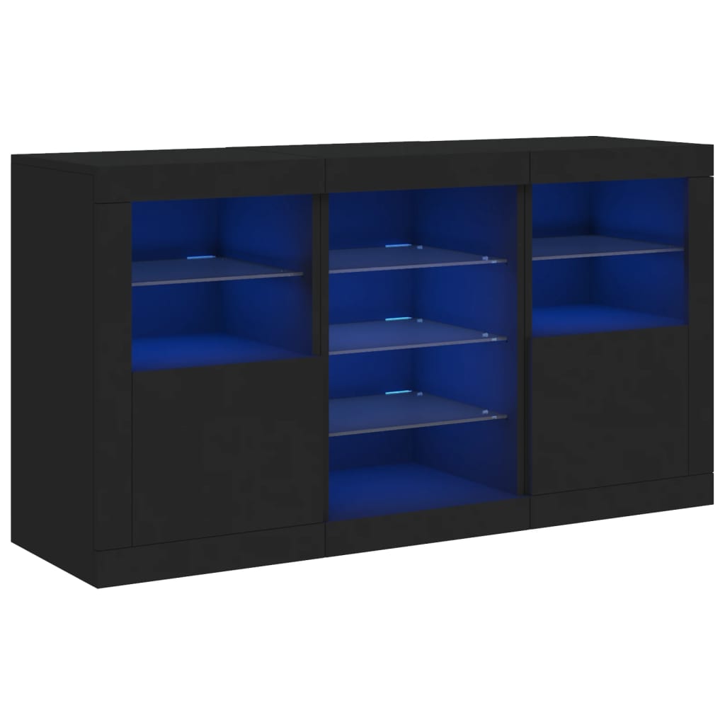 Credenza con Luci LED Nera 123x37x67 cm - homemem39