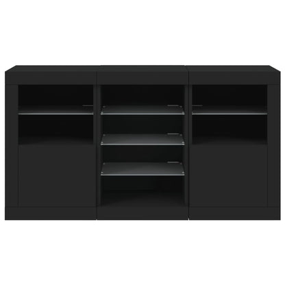 Credenza con Luci LED Nera 123x37x67 cm - homemem39