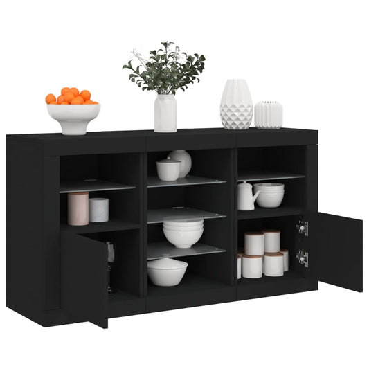 Credenza con Luci LED Nera 123x37x67 cm - homemem39