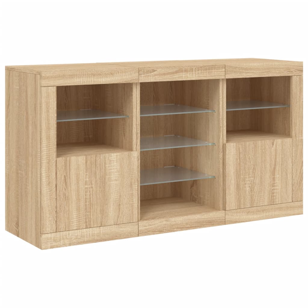 Credenza con Luci LED Rovere Sonoma 123x37x67 cm - homemem39