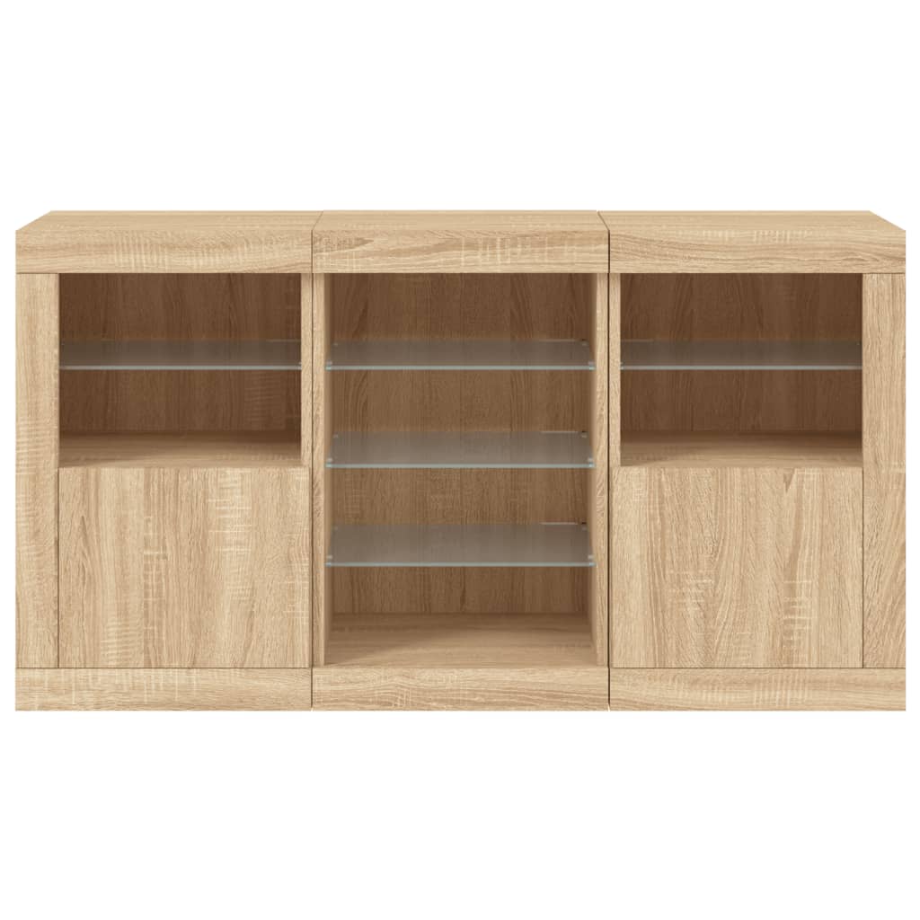 Credenza con Luci LED Rovere Sonoma 123x37x67 cm - homemem39