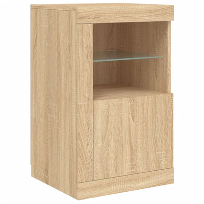 Credenza con Luci LED Rovere Sonoma 123x37x67 cm - homemem39