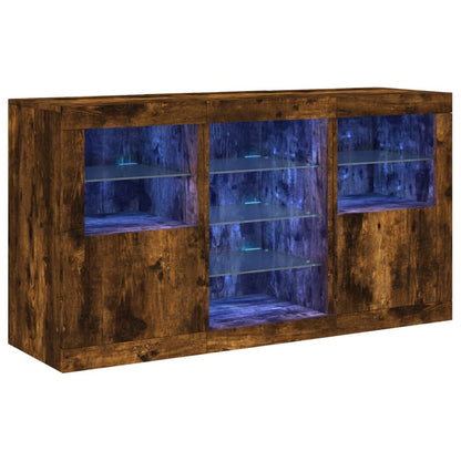 Credenza con Luci LED Rovere Fumo 123x37x67 cm | homemem39