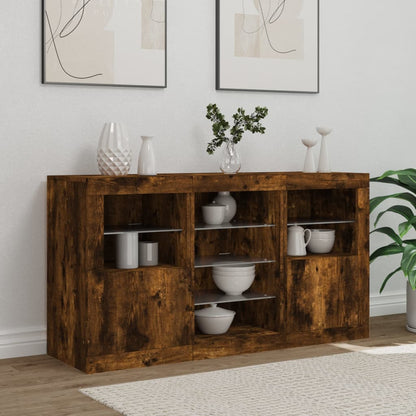 Credenza con Luci LED Rovere Fumo 123x37x67 cm | homemem39