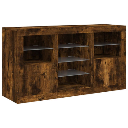 Credenza con Luci LED Rovere Fumo 123x37x67 cm | homemem39