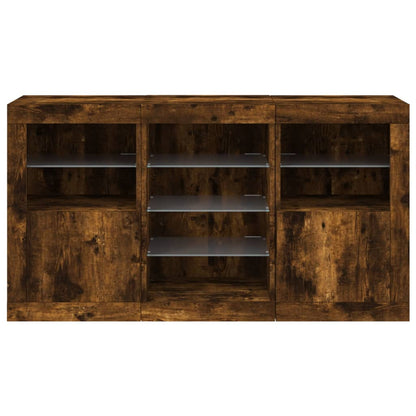 Credenza con Luci LED Rovere Fumo 123x37x67 cm | homemem39