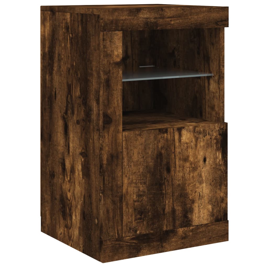 Credenza con Luci LED Rovere Fumo 123x37x67 cm | homemem39