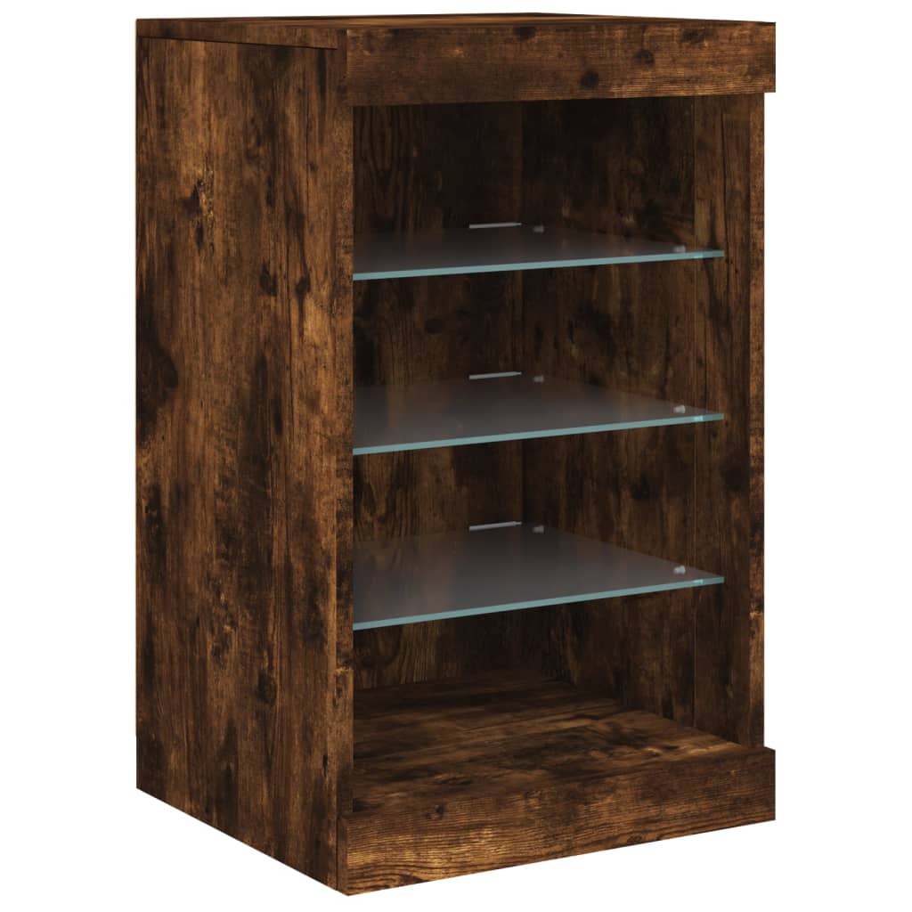 Credenza con Luci LED Rovere Fumo 123x37x67 cm | homemem39