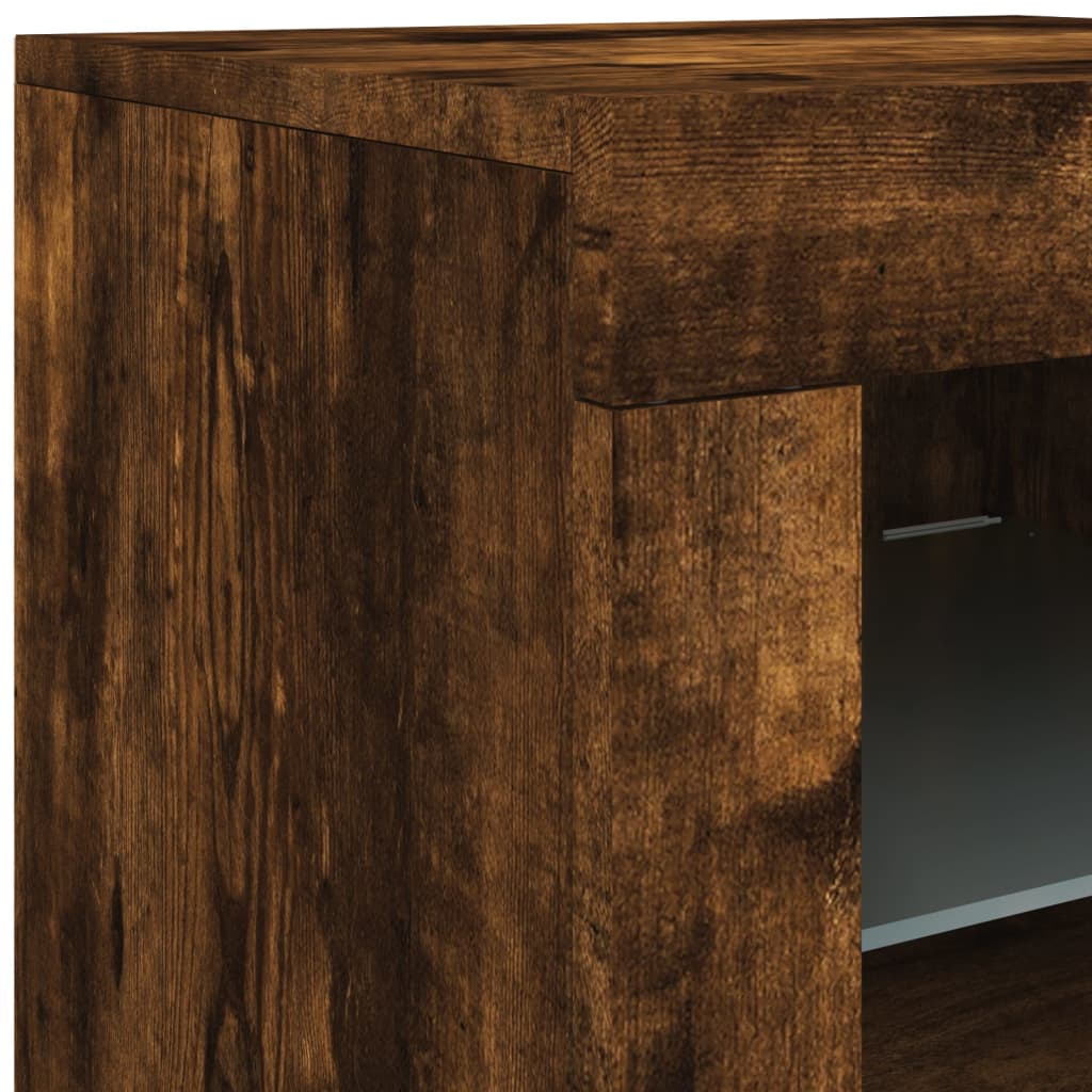 Credenza con Luci LED Rovere Fumo 123x37x67 cm | homemem39