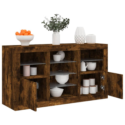 Credenza con Luci LED Rovere Fumo 123x37x67 cm | homemem39