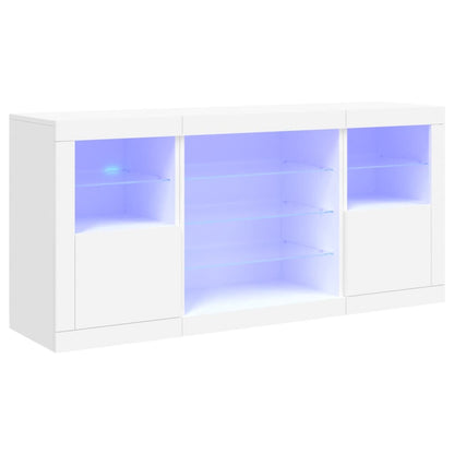 Credenza con Luci LED Bianca 142,5x37x67 cm - homemem39