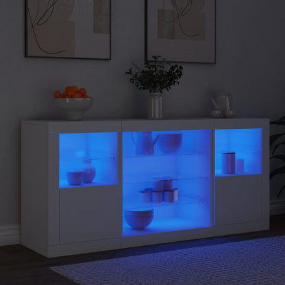 Sideboard mit weißen LED-Leuchten 142,5 x 37 x 67 cm