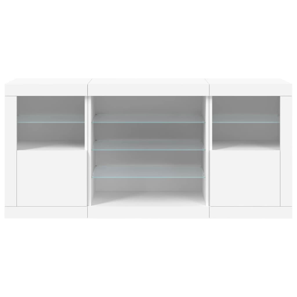 Credenza con Luci LED Bianca 142,5x37x67 cm - homemem39