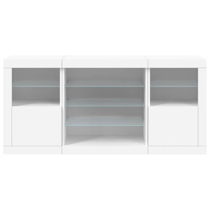 Credenza con Luci LED Bianca 142,5x37x67 cm - homemem39