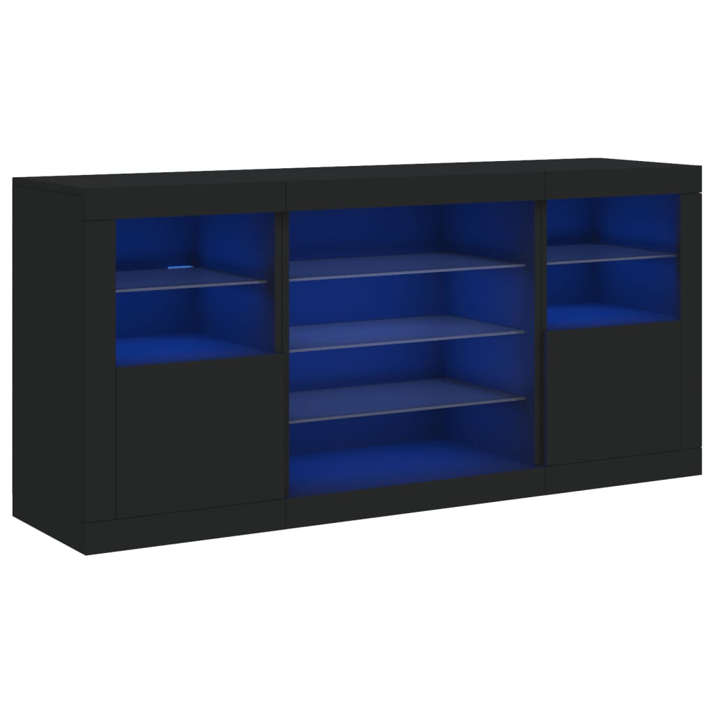 Sideboard mit LED-Leuchten Schwarz 142,5x37x67 cm