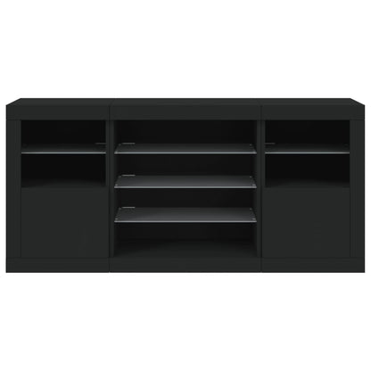 Credenza con Luci LED Nera 142,5x37x67 cm - homemem39