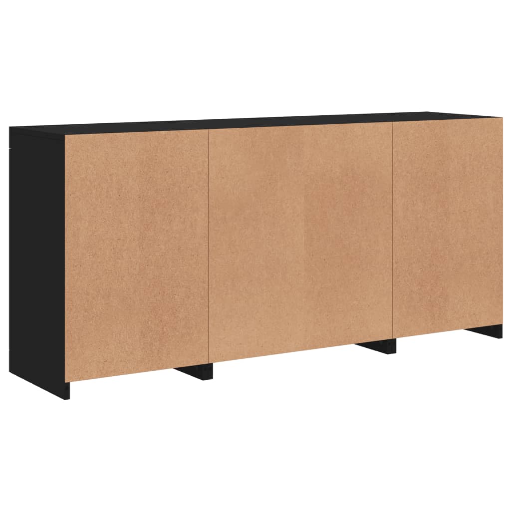 Credenza con Luci LED Nera 142,5x37x67 cm - homemem39