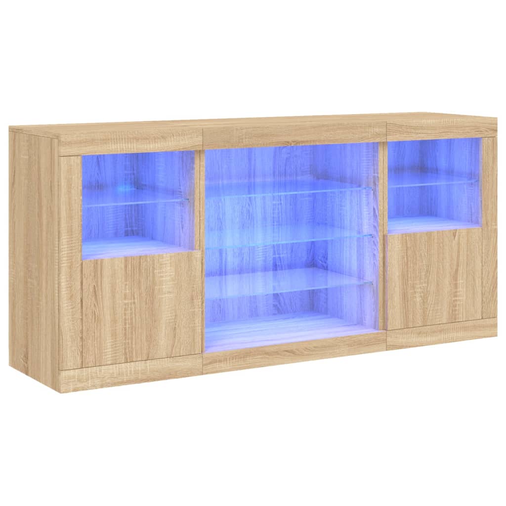 Credenza con Luci LED Rovere Sonoma 142,5x37x67 cm - homemem39