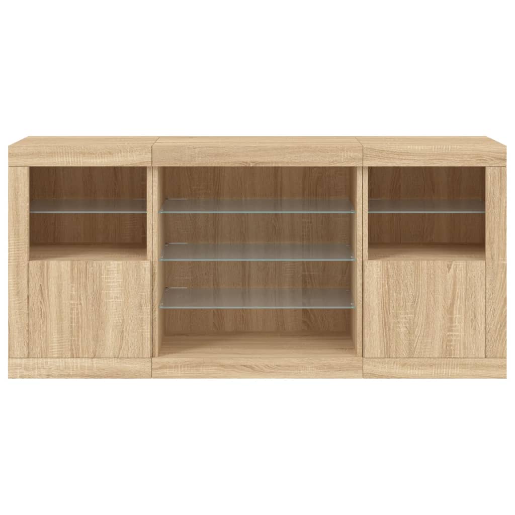 Credenza con Luci LED Rovere Sonoma 142,5x37x67 cm - homemem39