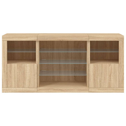 Credenza con Luci LED Rovere Sonoma 142,5x37x67 cm - homemem39