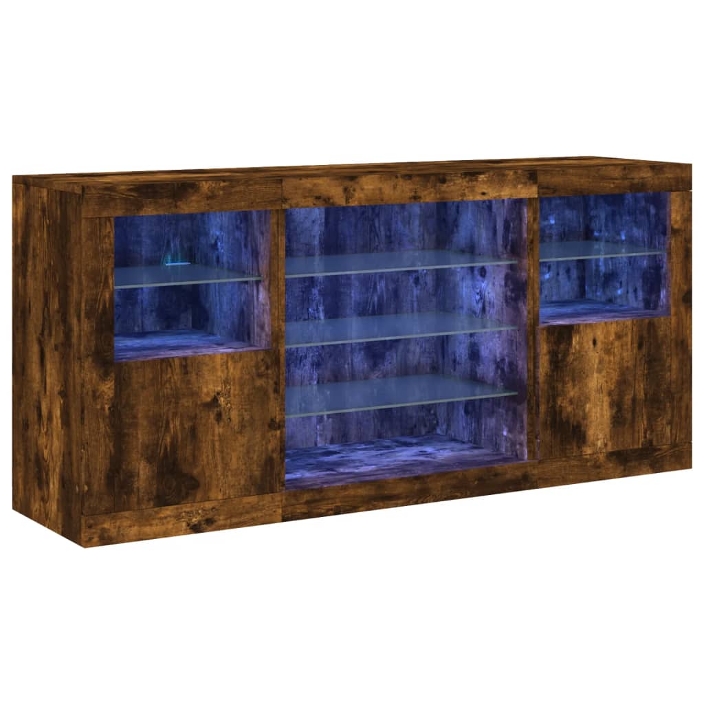Credenza con Luci LED Rovere Fumo 142,5x37x67 cm | homemem39