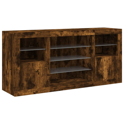 Credenza con Luci LED Rovere Fumo 142,5x37x67 cm | homemem39