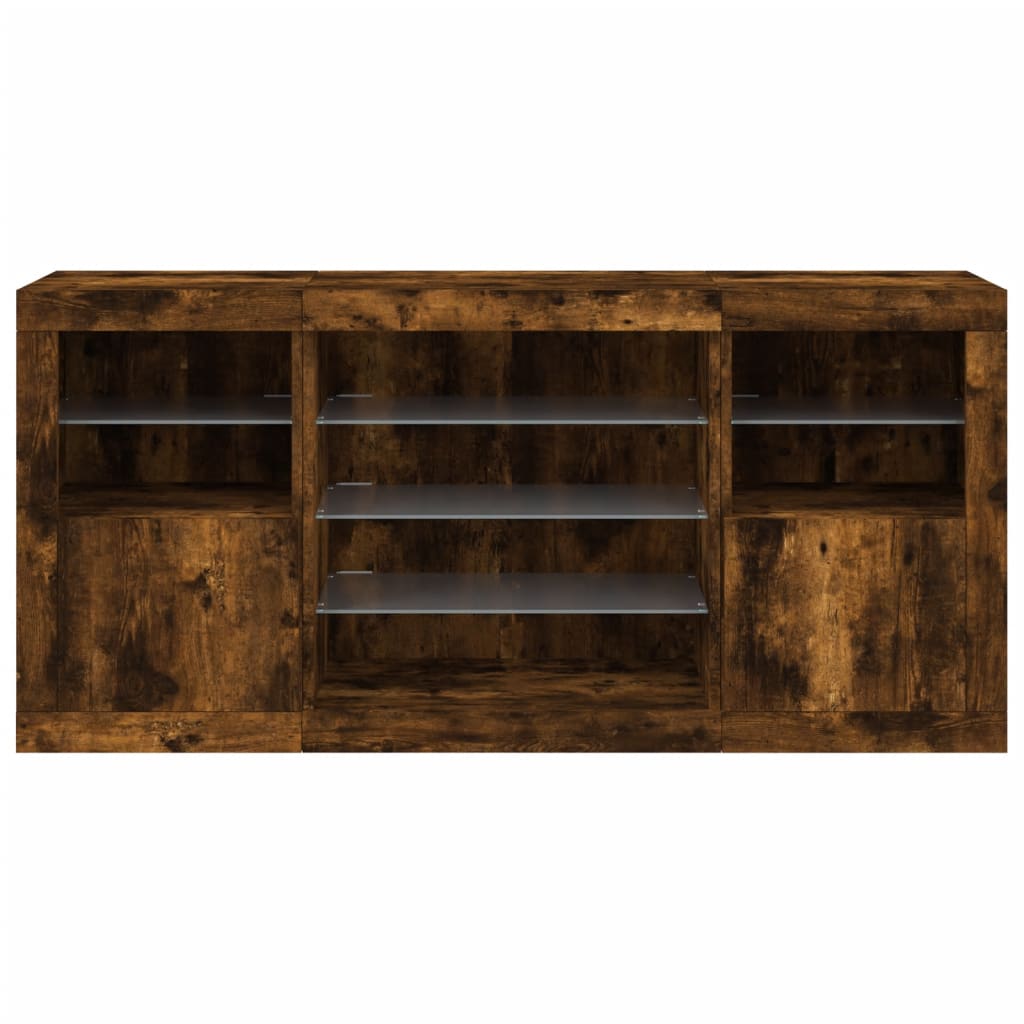 Credenza con Luci LED Rovere Fumo 142,5x37x67 cm | homemem39