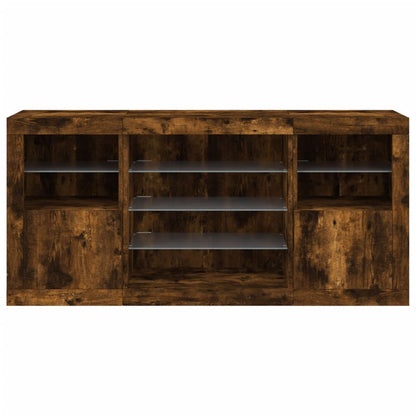 Credenza con Luci LED Rovere Fumo 142,5x37x67 cm | homemem39