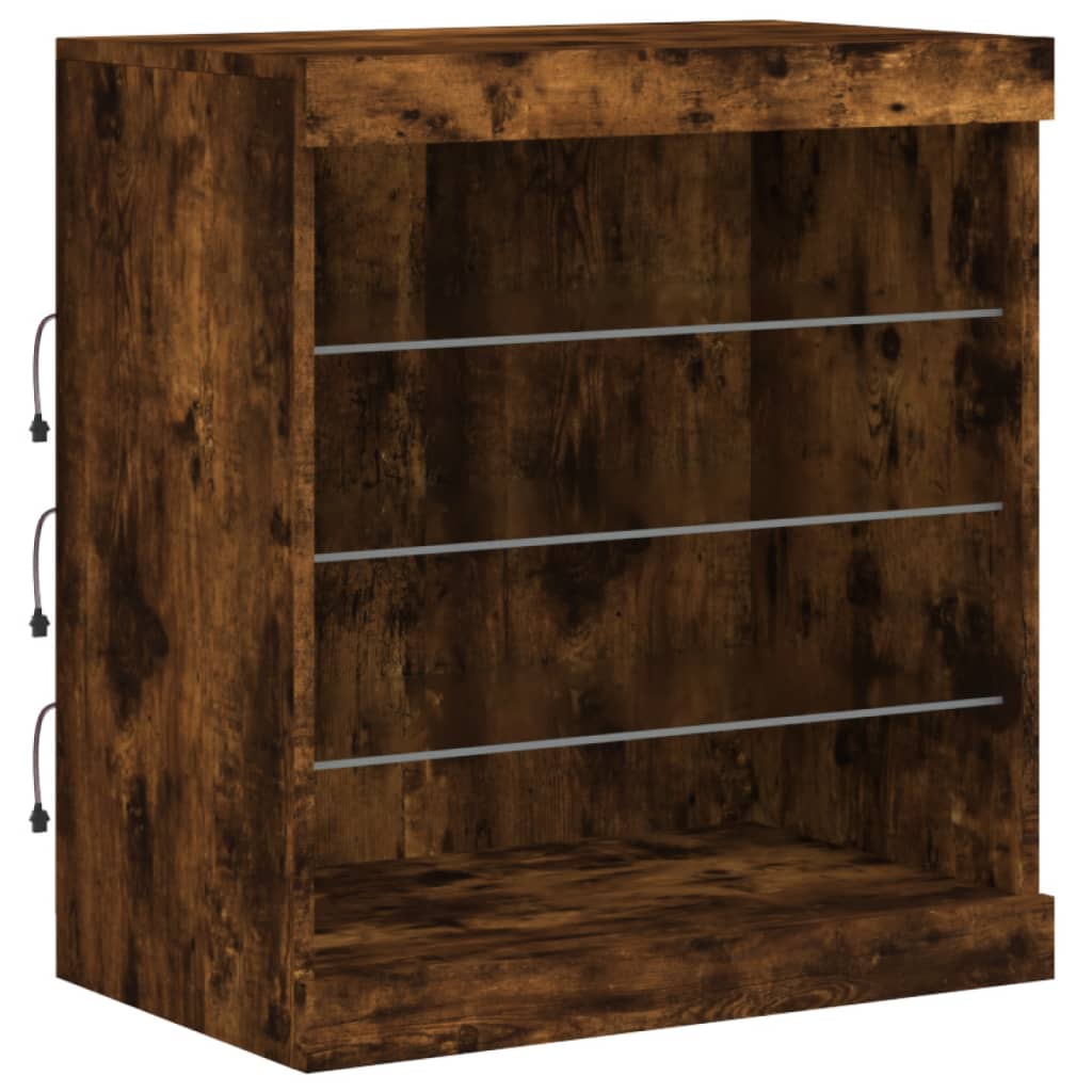 Credenza con Luci LED Rovere Fumo 142,5x37x67 cm | homemem39