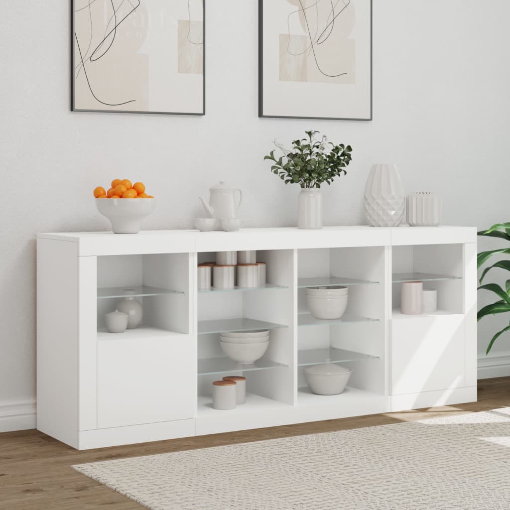 Sideboard mit weißen LED-Leuchten 163x37x67 cm