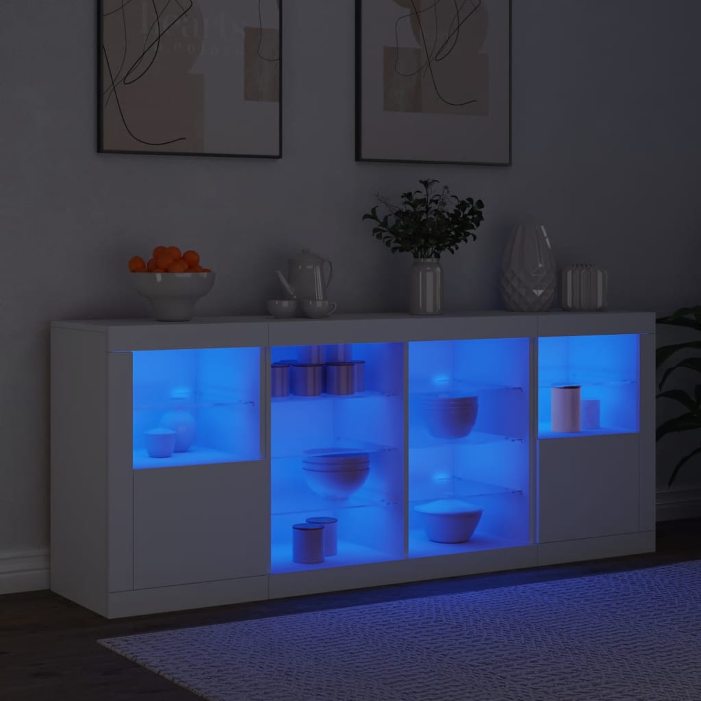 Sideboard mit weißen LED-Leuchten 163x37x67 cm