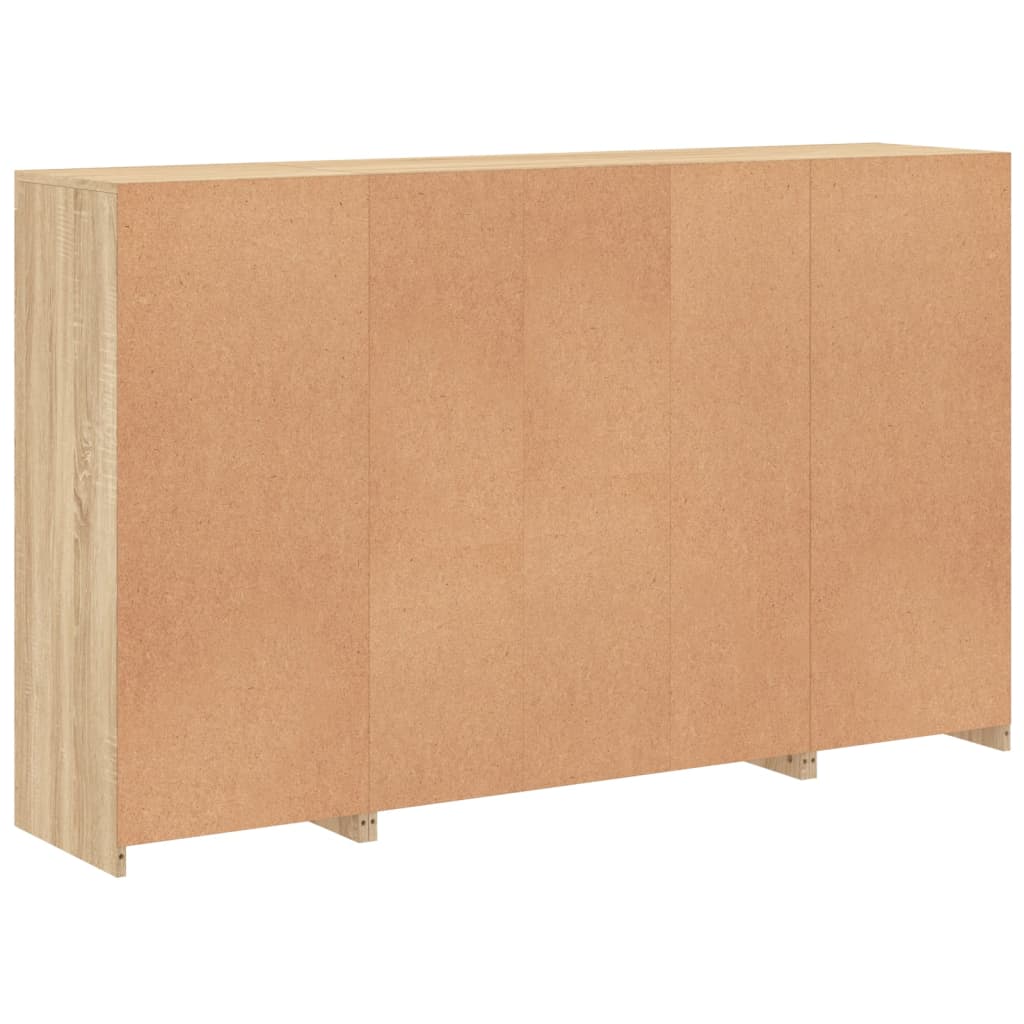 Credenze con Luci LED 3 pz Rovere Sonoma in Legno Multistrato