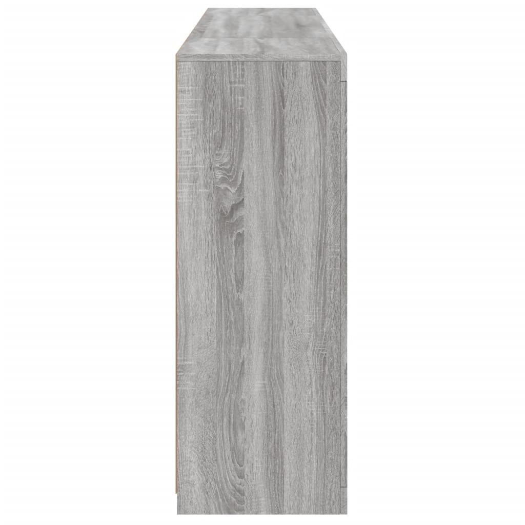 Credenze con Luci LED 3 pz Grigio Sonoma in Legno Multistrato