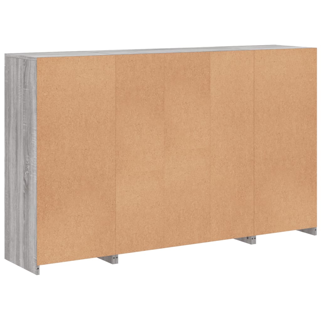 Credenze con Luci LED 3 pz Grigio Sonoma in Legno Multistrato