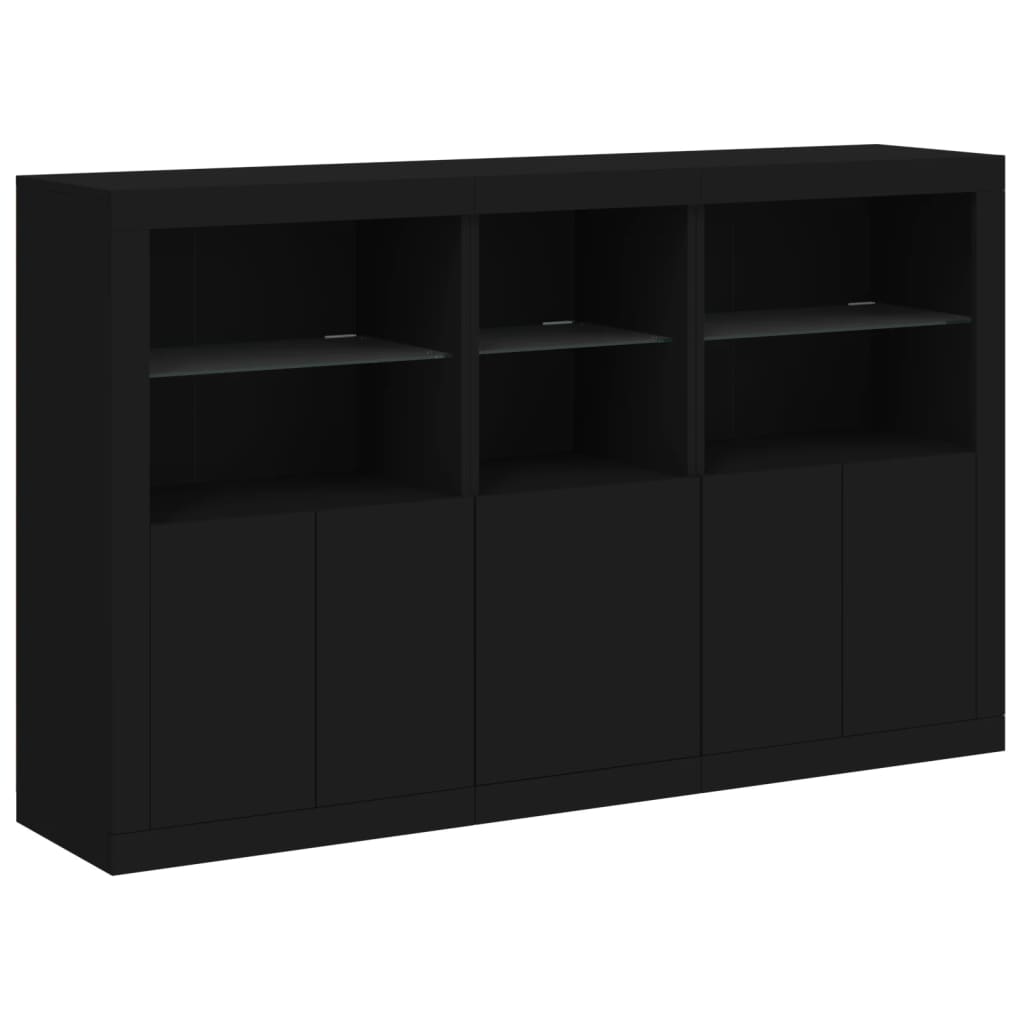 Credenza con Luci LED Nera 162x37x100 cm - homemem39