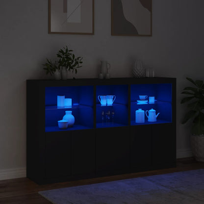 Credenza con Luci LED Nera 162x37x100 cm - homemem39