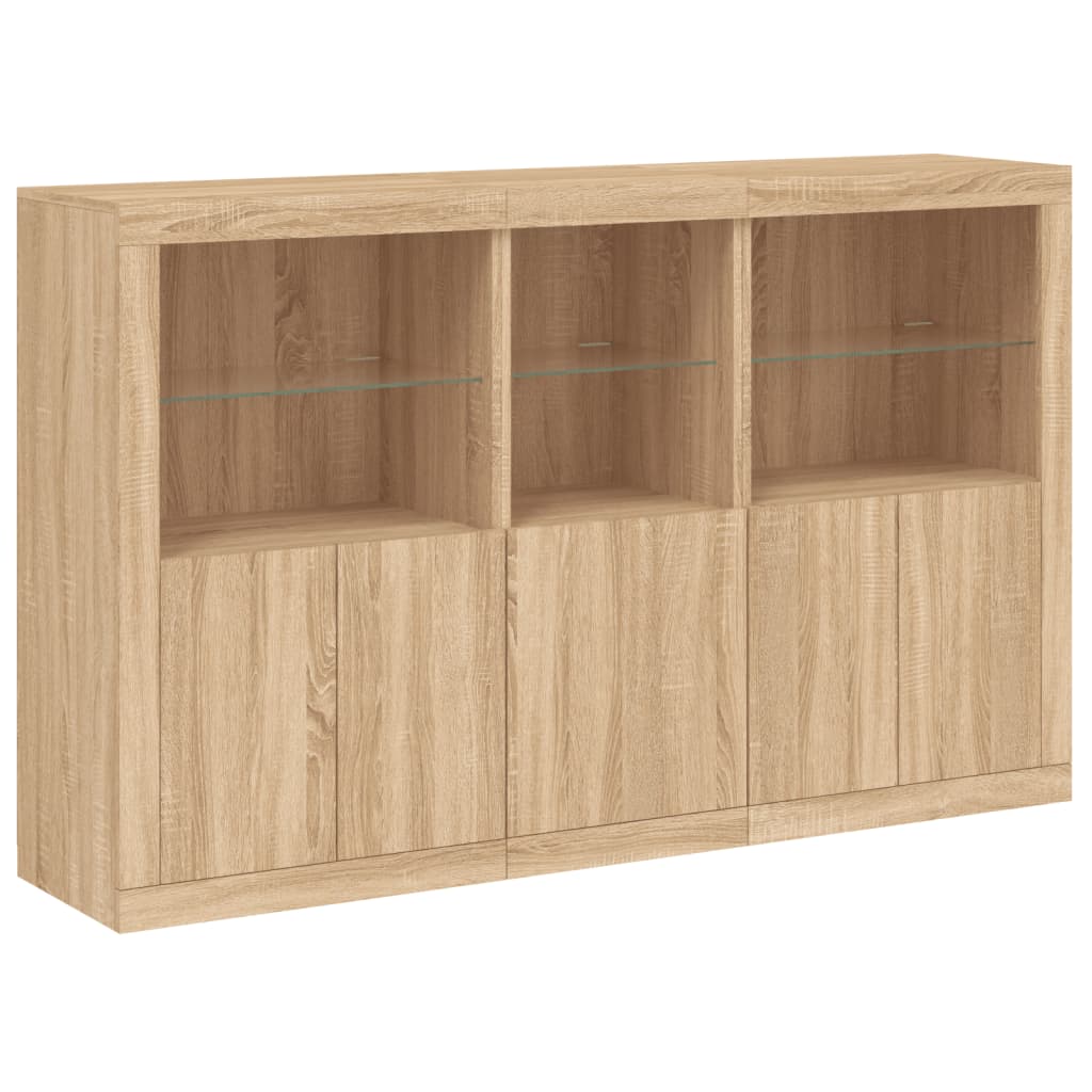 Credenza con Luci LED Rovere Sonoma 162x37x100 cm