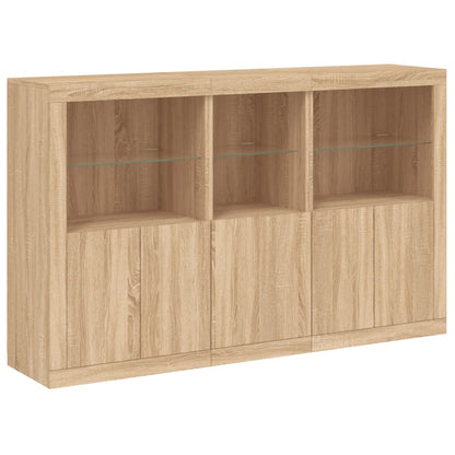 Credenza con Luci LED Rovere Sonoma 162x37x100 cm