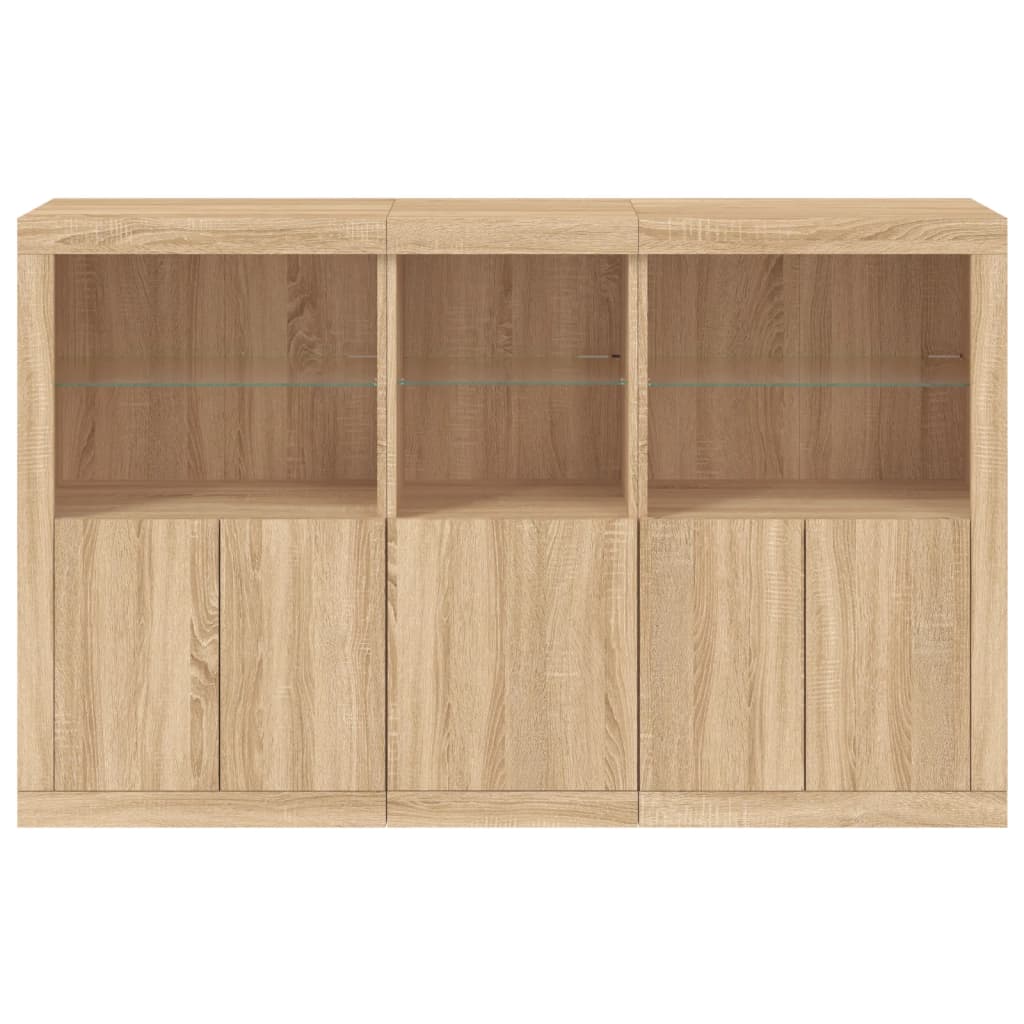 Credenza con Luci LED Rovere Sonoma 162x37x100 cm