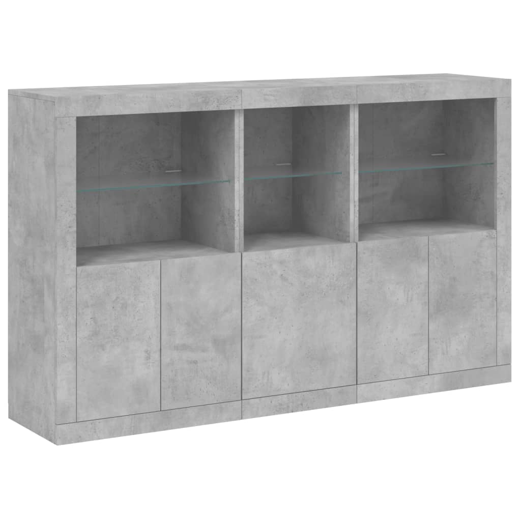 Credenza con Luci LED Grigio Cemento 162x37x100 cm - homemem39